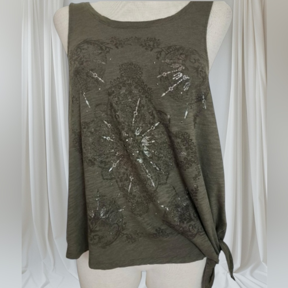 NWT Rock & Republic “Desert Wanderer” Olive Green Scoop Neck Tank, Size 2X
